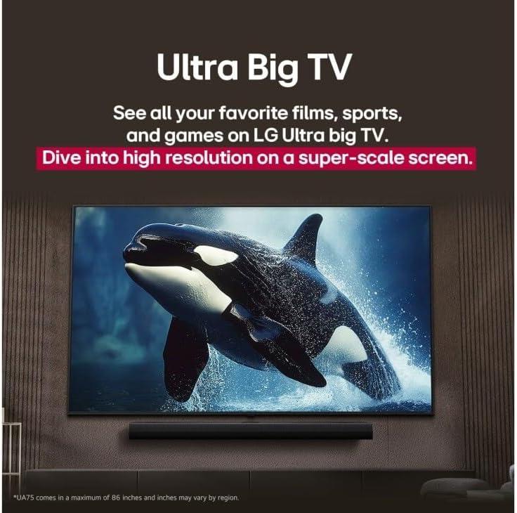 LG 75 inch Smart TV - 4K, 75UA85