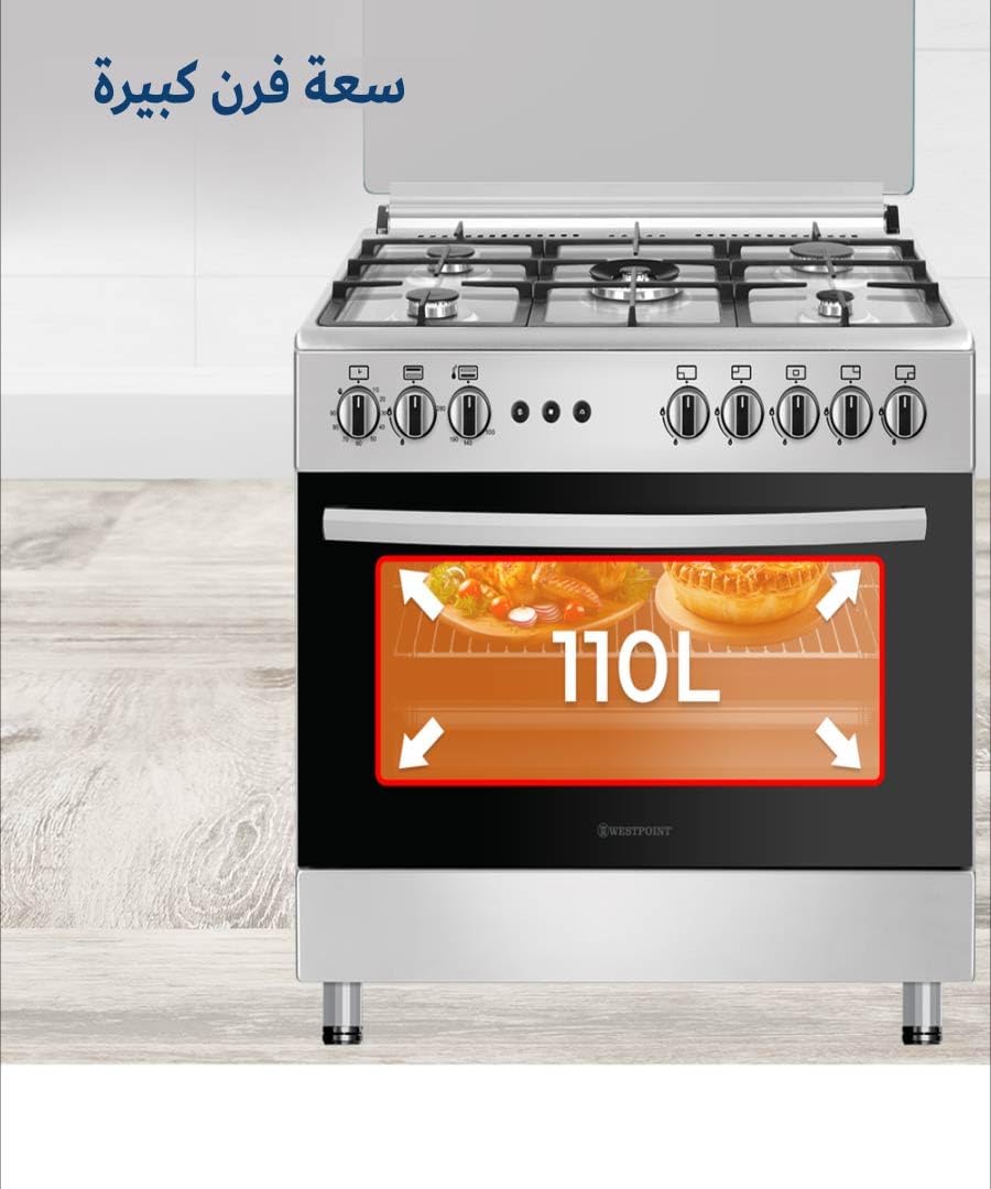 Westpoint 90X60 Cm 5 Burner Gas Cooker, WCLR-9650G0CIID