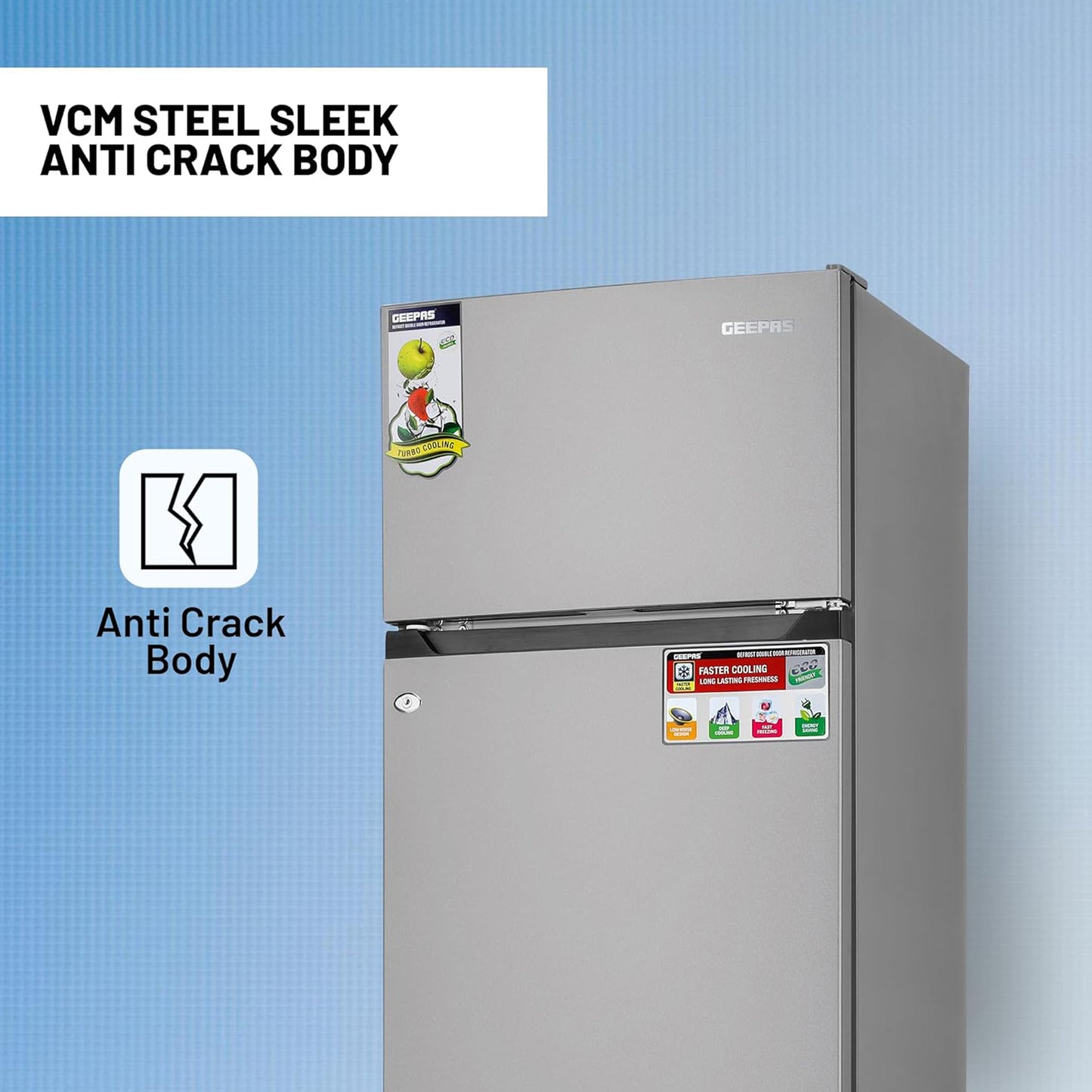 Geepas 240L Top Mount Refrigerator, GRF2400SXE