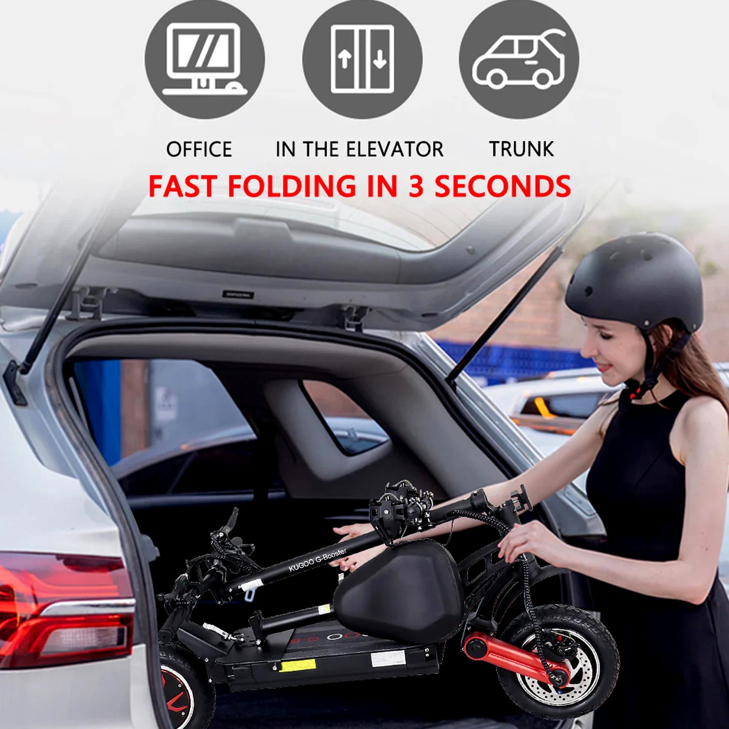 Kugoo Electric Scooter 1600W 60-70KM Range 50-60KM Speed, G-Booster