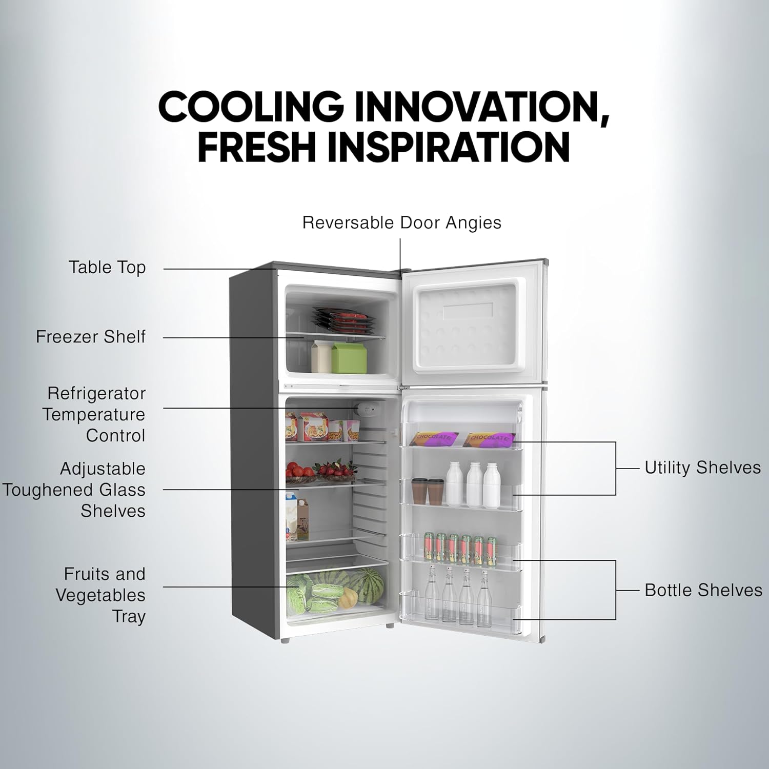 Nikai 280L Double Door Top Mount Refrigerator, NRF280DN5S