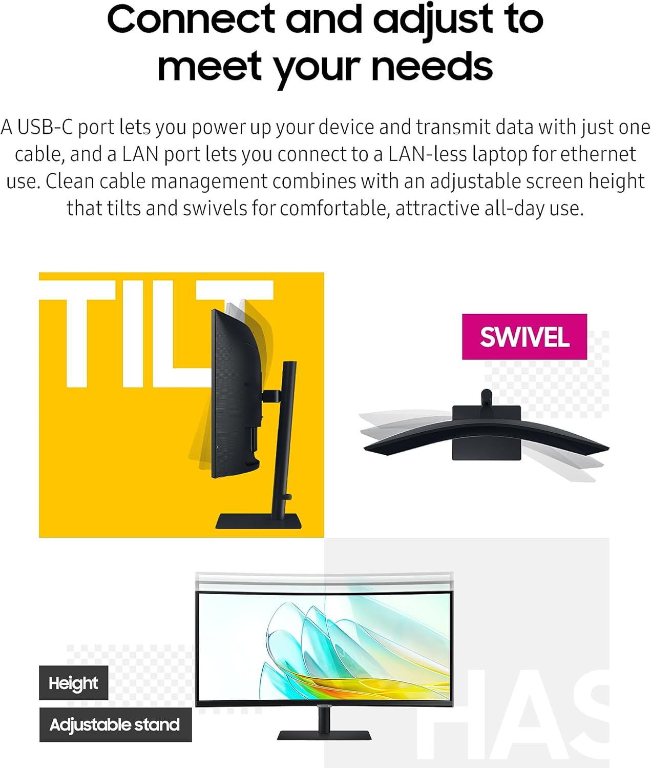 Samsung 34 inch ViewFinity 6 Series Ultrawide QHD Curved Monitor - 100Hz, S34C650UAM