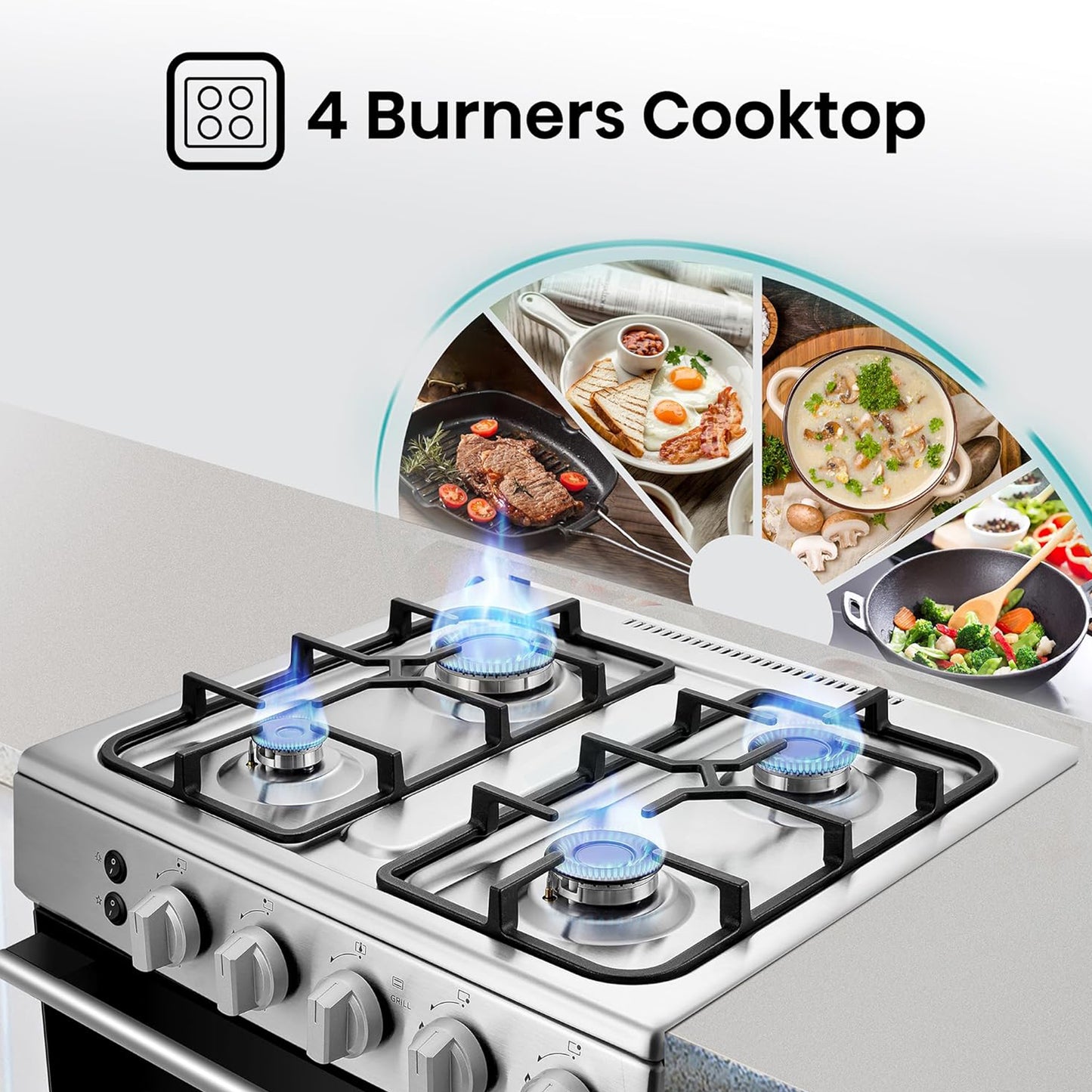Hisense 60X60Cm 4 Burner Cooking Range, HFG60121X