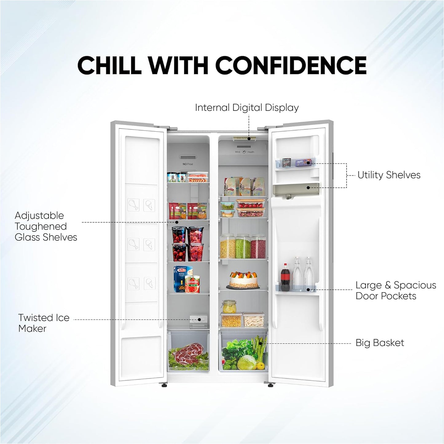 Nikai 750L Side by Side Refrigerator, NRF750SBSD5