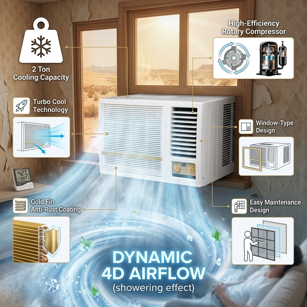 Kenstar 2 Ton Window Air Conditioner, KWAC24YEC