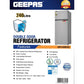 Geepas 240L Top Mount Refrigerator, GRF2400SXE