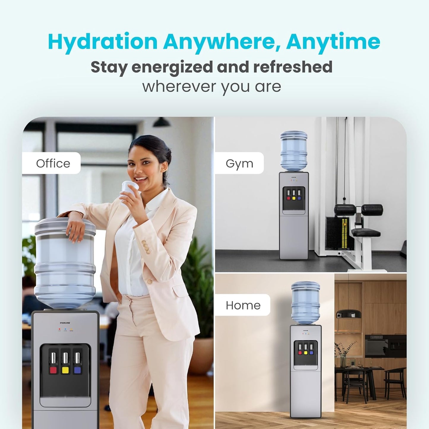 Nikai 3-Tap Water Dispenser with Hot, Cold & Normal Water, NWD999C