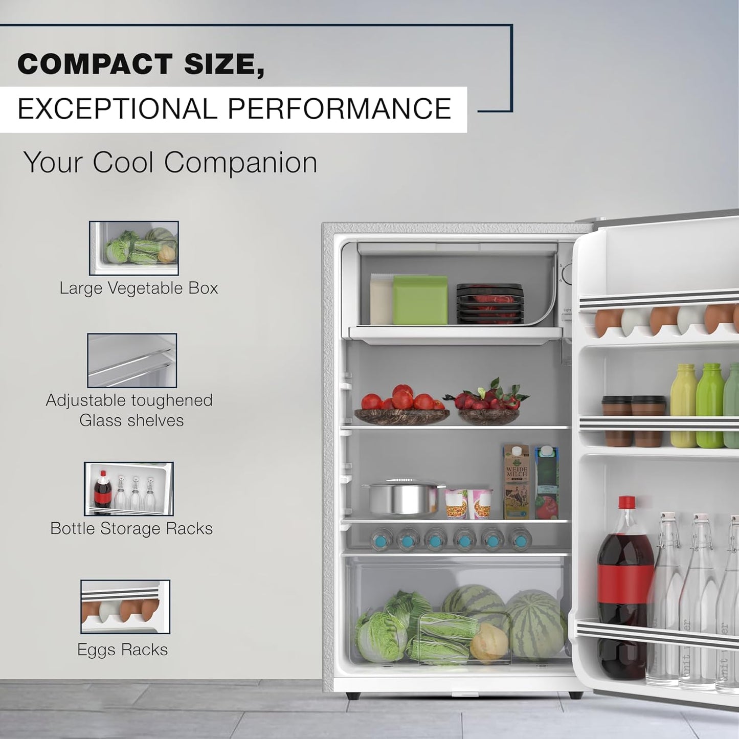 Nikai 125L Single Door Mini Refrigerator, NRF125SS1