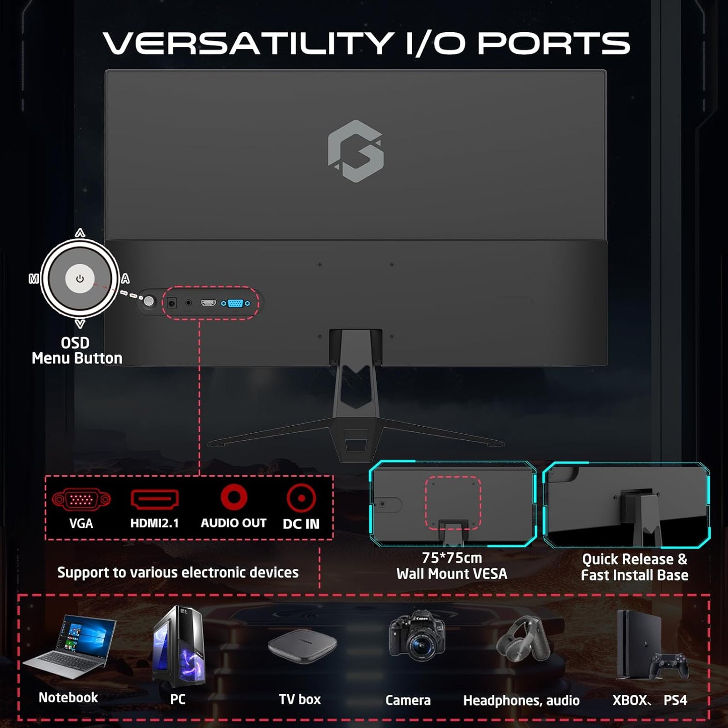 Gameon 22 inch FHD IPS Gaming Monitor - 100Hz, GOES22FHD100IPS