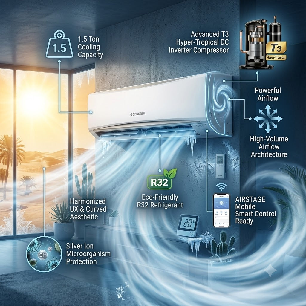 O General 1.5 Ton Inverter Split Air Conditioner - T3, AOGH18CXTA-U