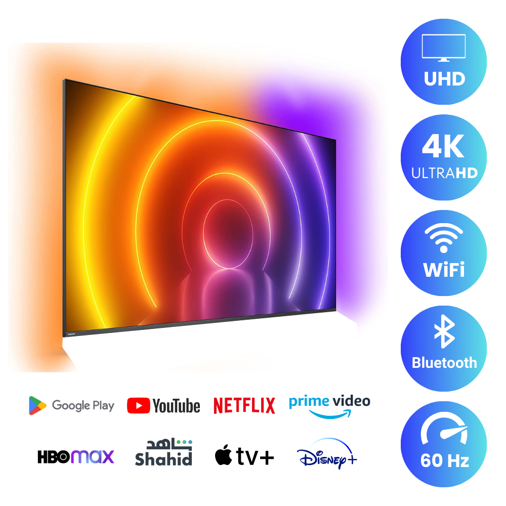 Philips 55 inch Smart TV - 4K - Ambient Light, 55PUS8000