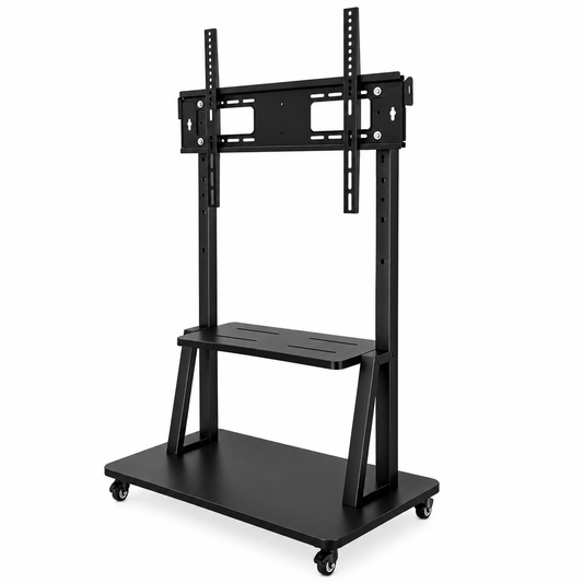 32" to 75" TV Tilting Mount with Economy Mobile Floor Stand with Accessory Shelf