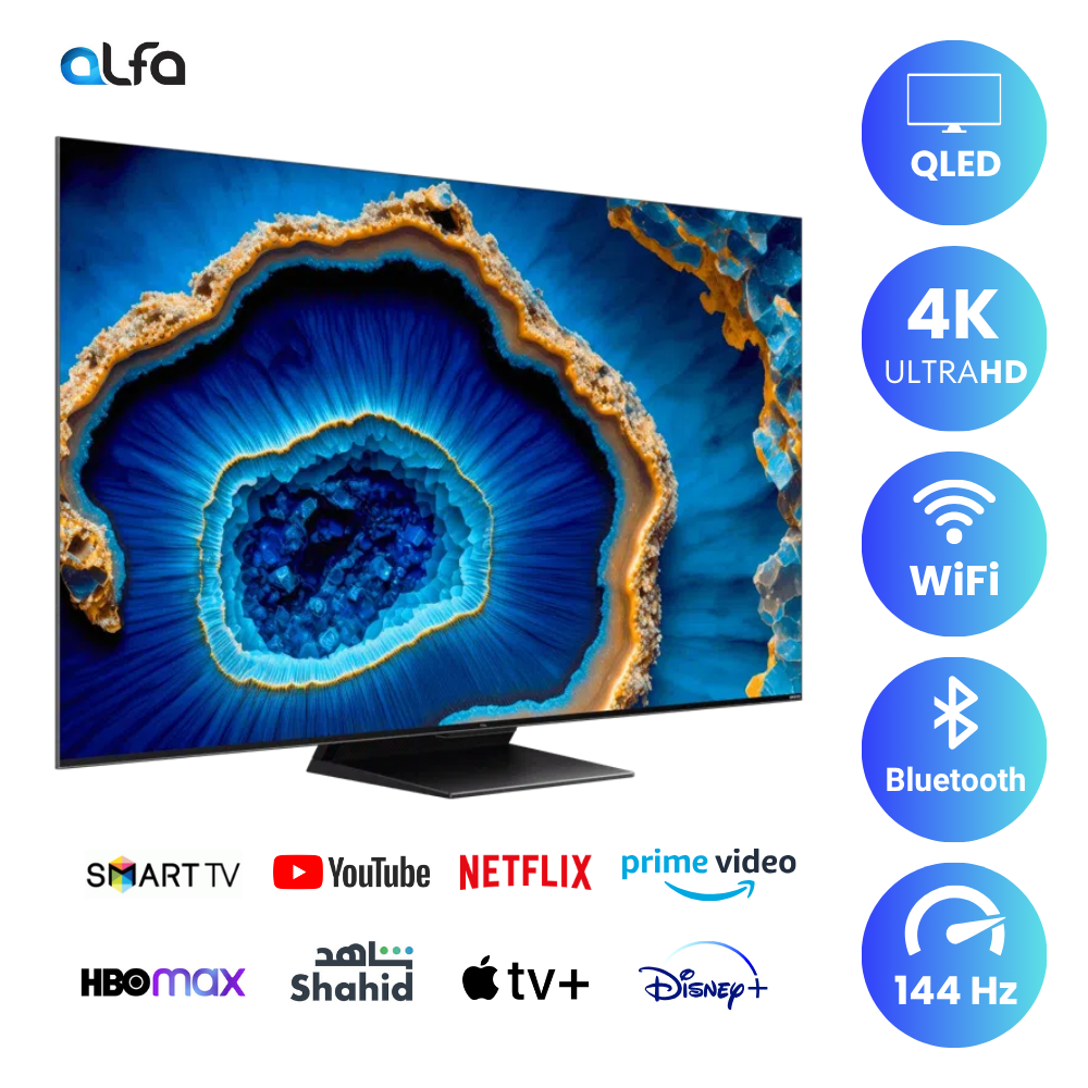TCL 55 inch Android Smart QLED Mini LED TV - 4K - 144Hz, 55C805