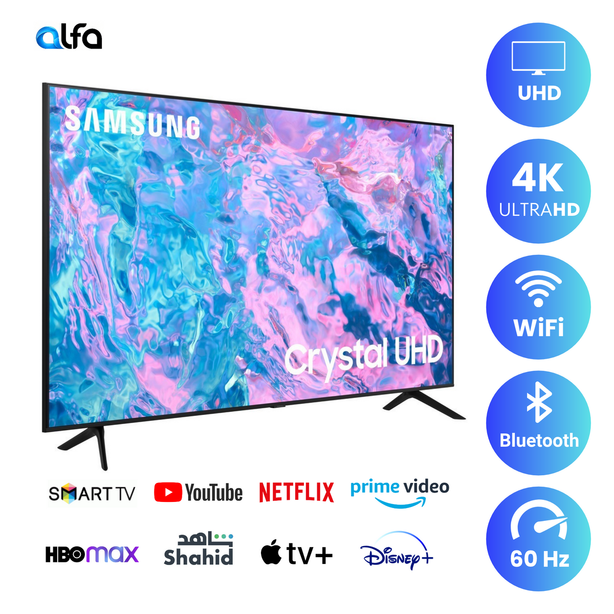 Samsung 65 inch Smart Crystal UHD TV - 4K, 65CU7100
