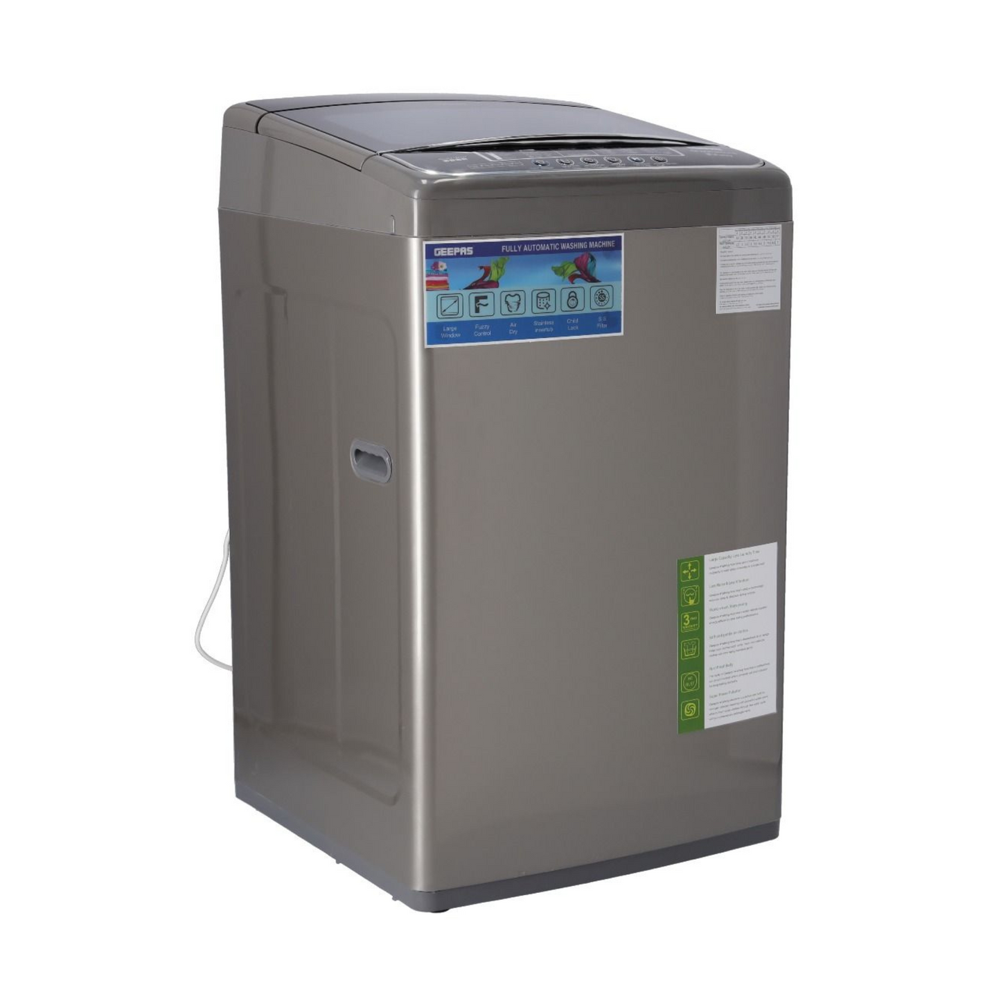 Geepas 7KG Top Loading Automatic Washing Machine, GFWM7800LCS