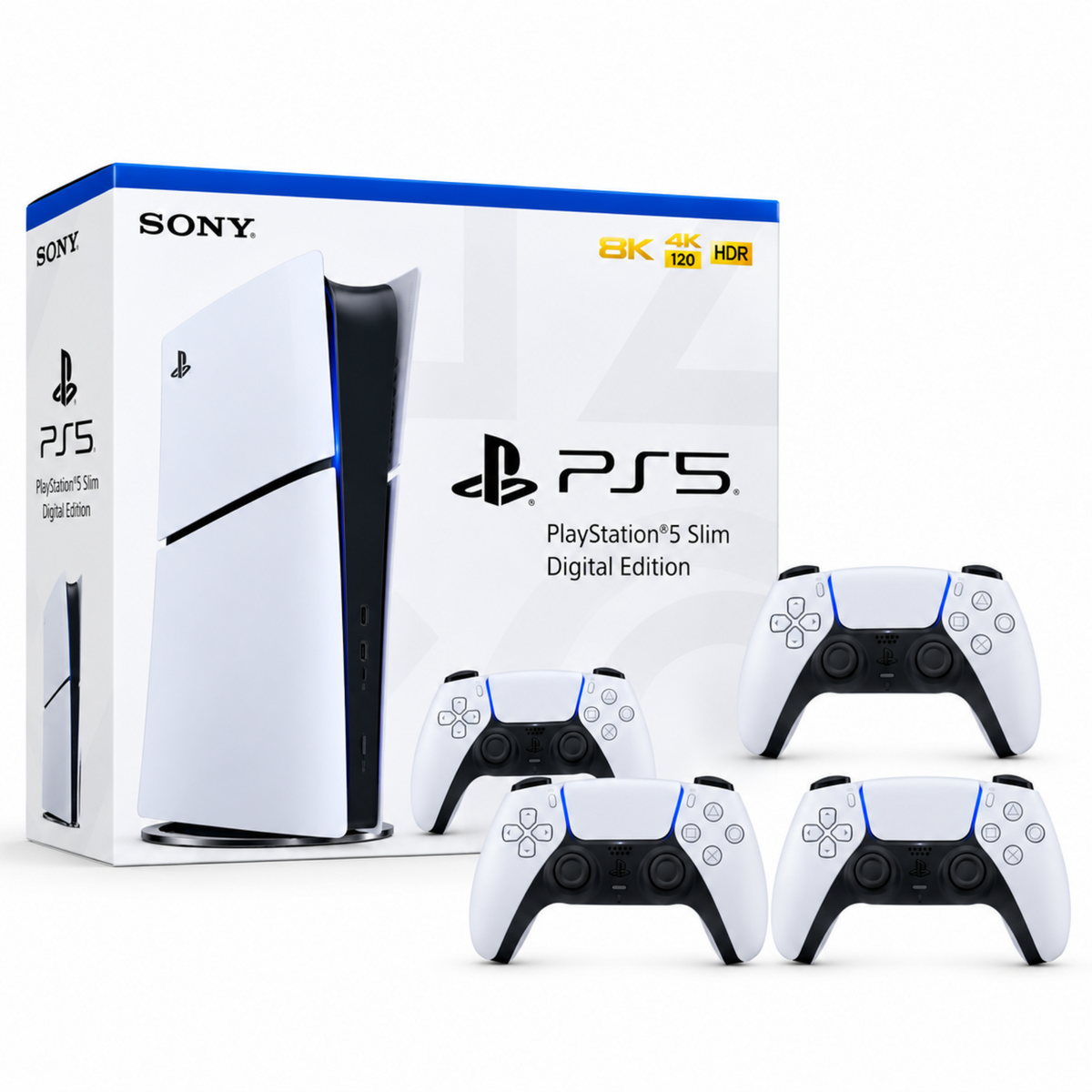 Sony PlayStation 5 Gaming Console Slim – Digital Edition with 4 Controllers, PS5