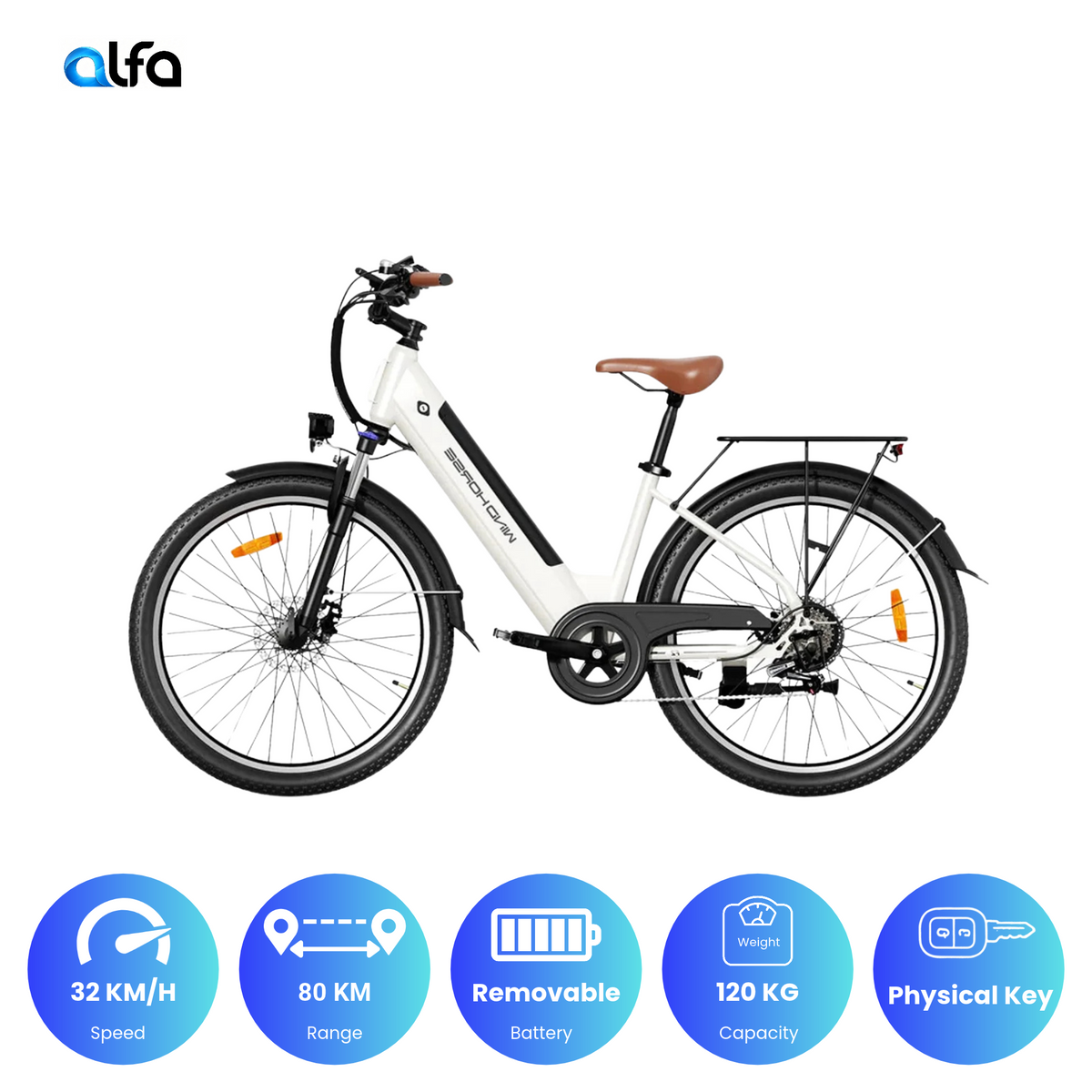 Wind Horse F2 Urban Commuter E Bike - White, F2
