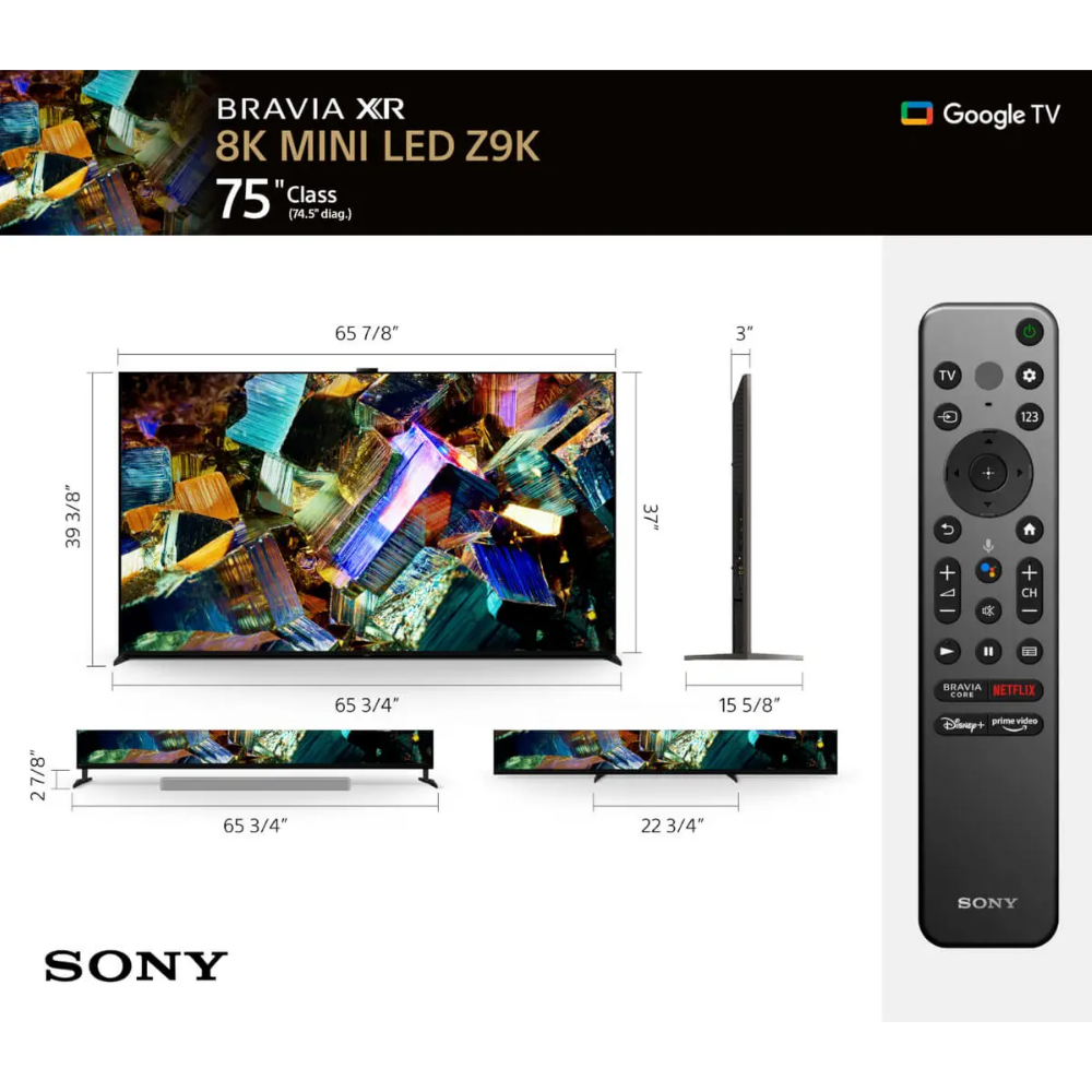 Sony 75 inch Smart BRAVIA Mini LED TV - 8K - 120Hz, 75Z9K