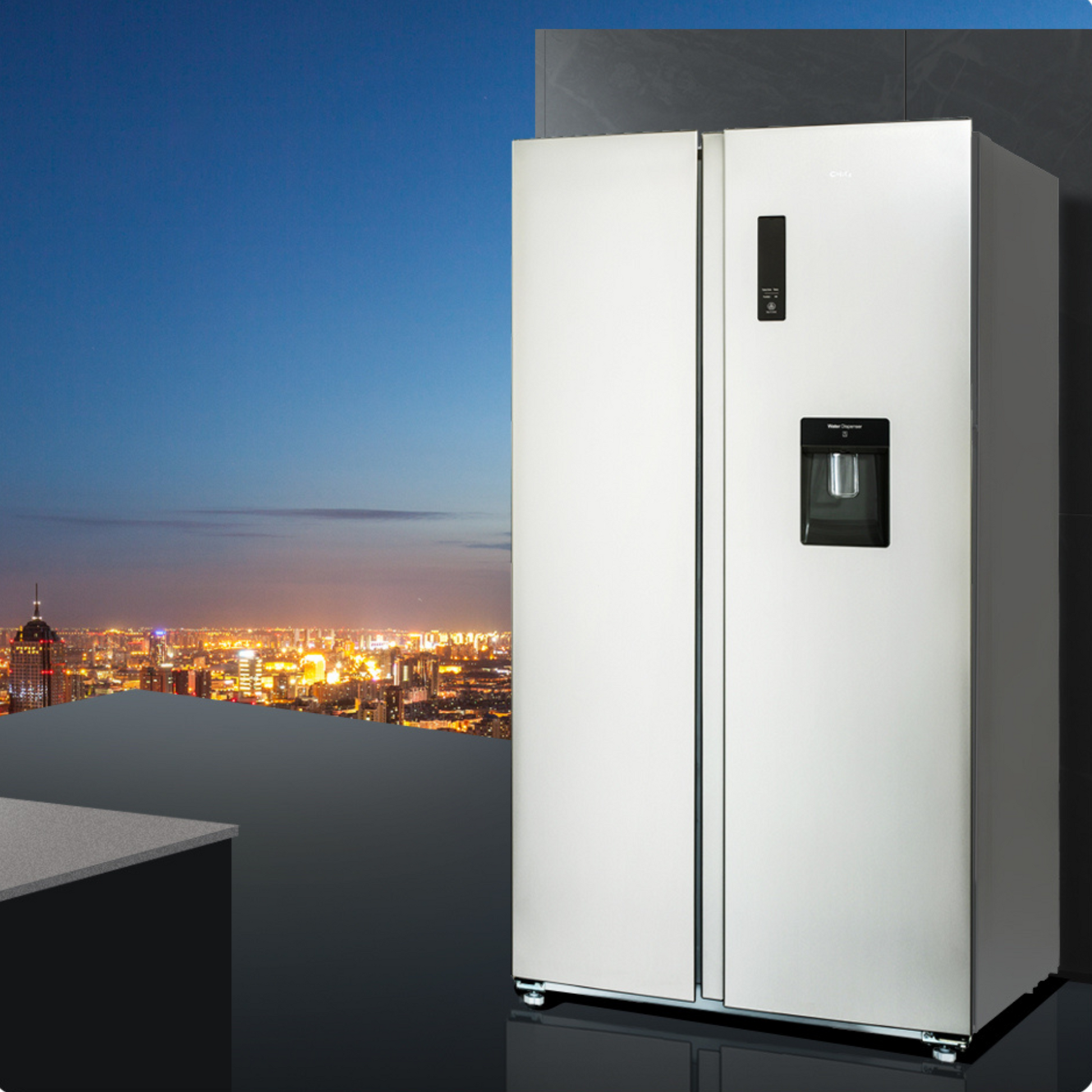 ChiQ 559L Side by Side Refrigerator, CSS557NSD