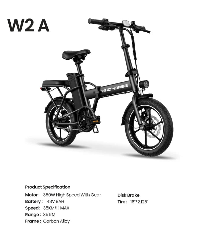 Wind Horse W2 A Electric Bike, W2 A (Black)
