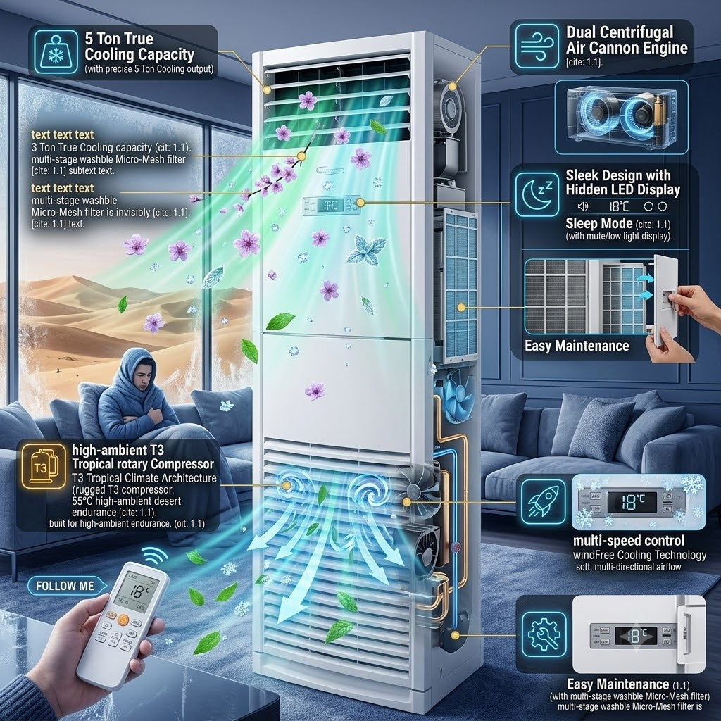 Super General 5 Ton Floor Standing Air Conditioner - SGFS60AE