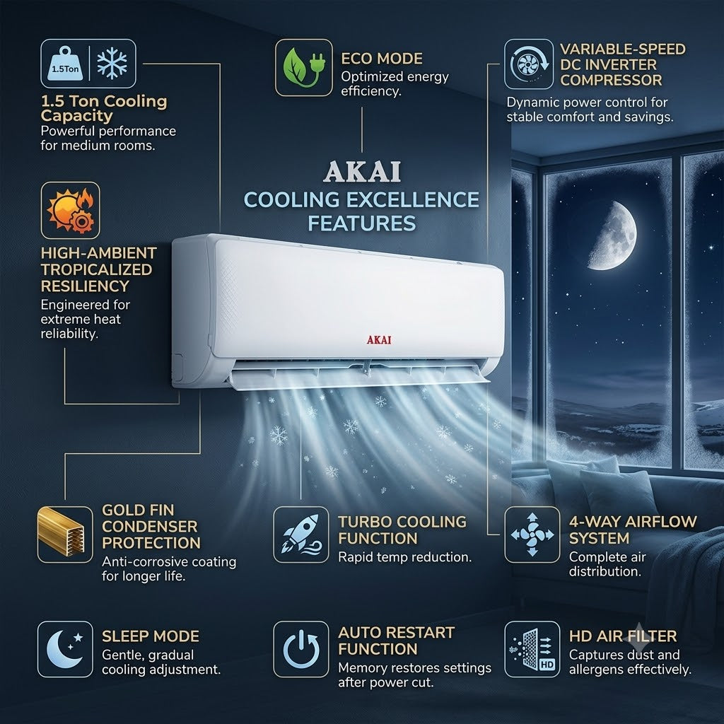 Akai 1.5 Ton Inverter Split Air Conditioner - ASA-18TII