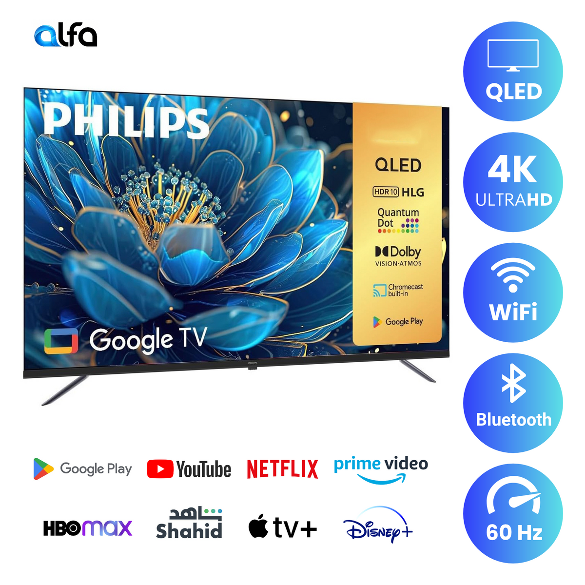 Philips 55 inch Smart QLED TV - 4K - 60Hz, 55PQT8169