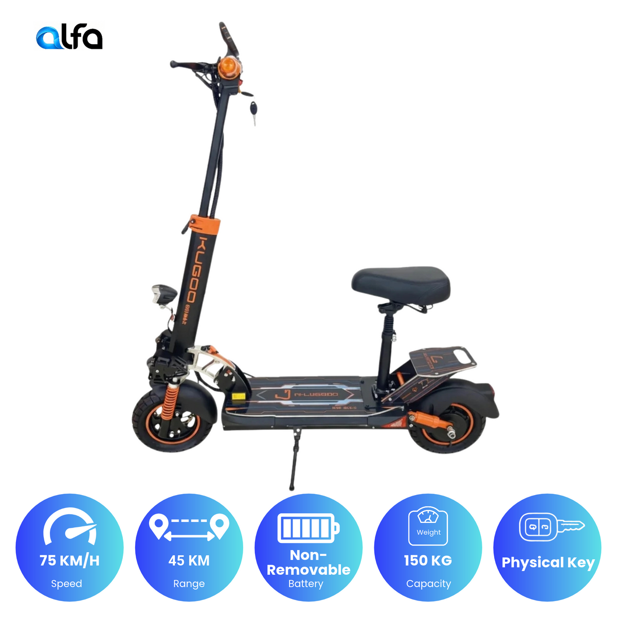 Kugoo Electric Scooter 2000W 40-45KM Range 75KM Speed, E10 Max