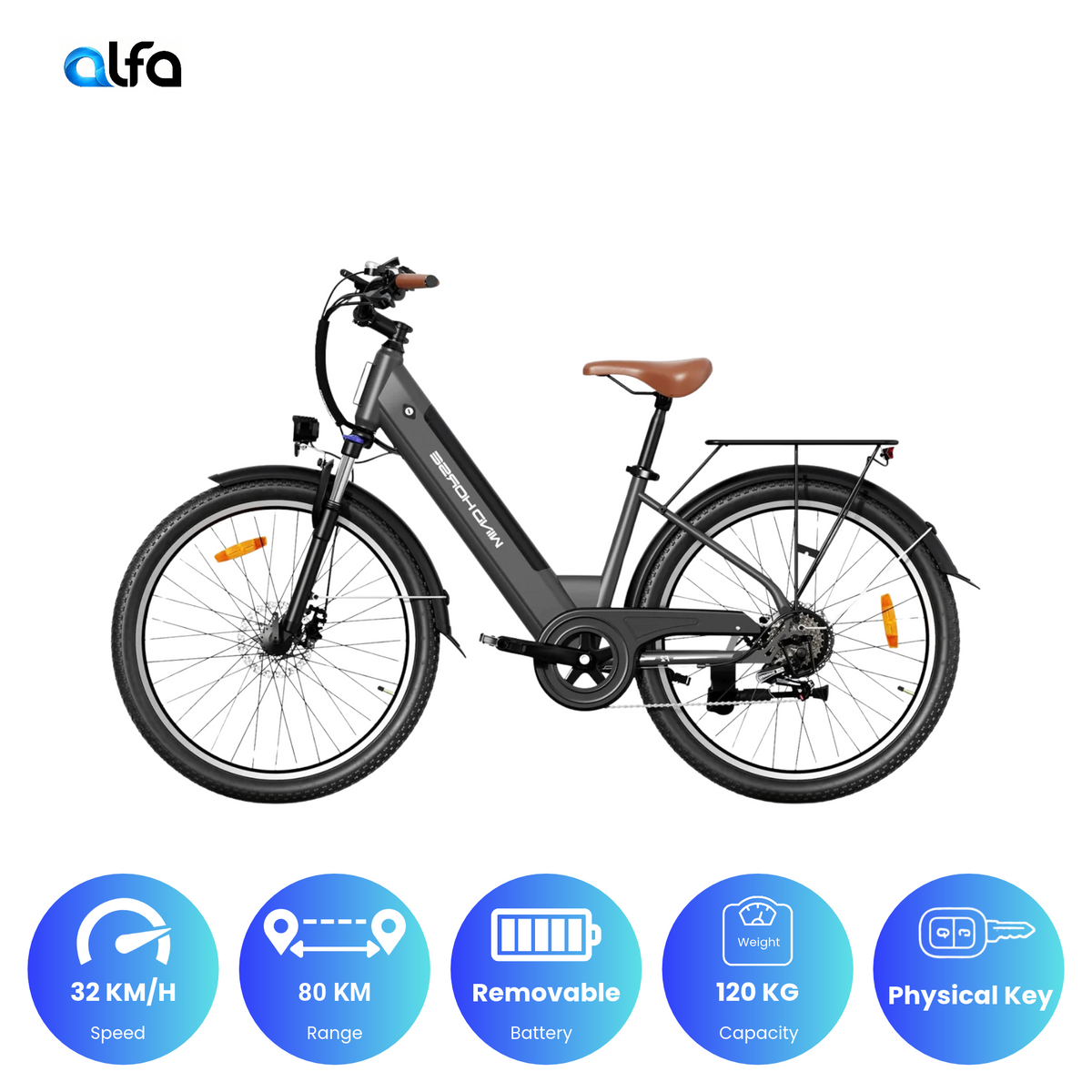 Wind Horse F2 Urban Commuter E Bike - Grey, F2