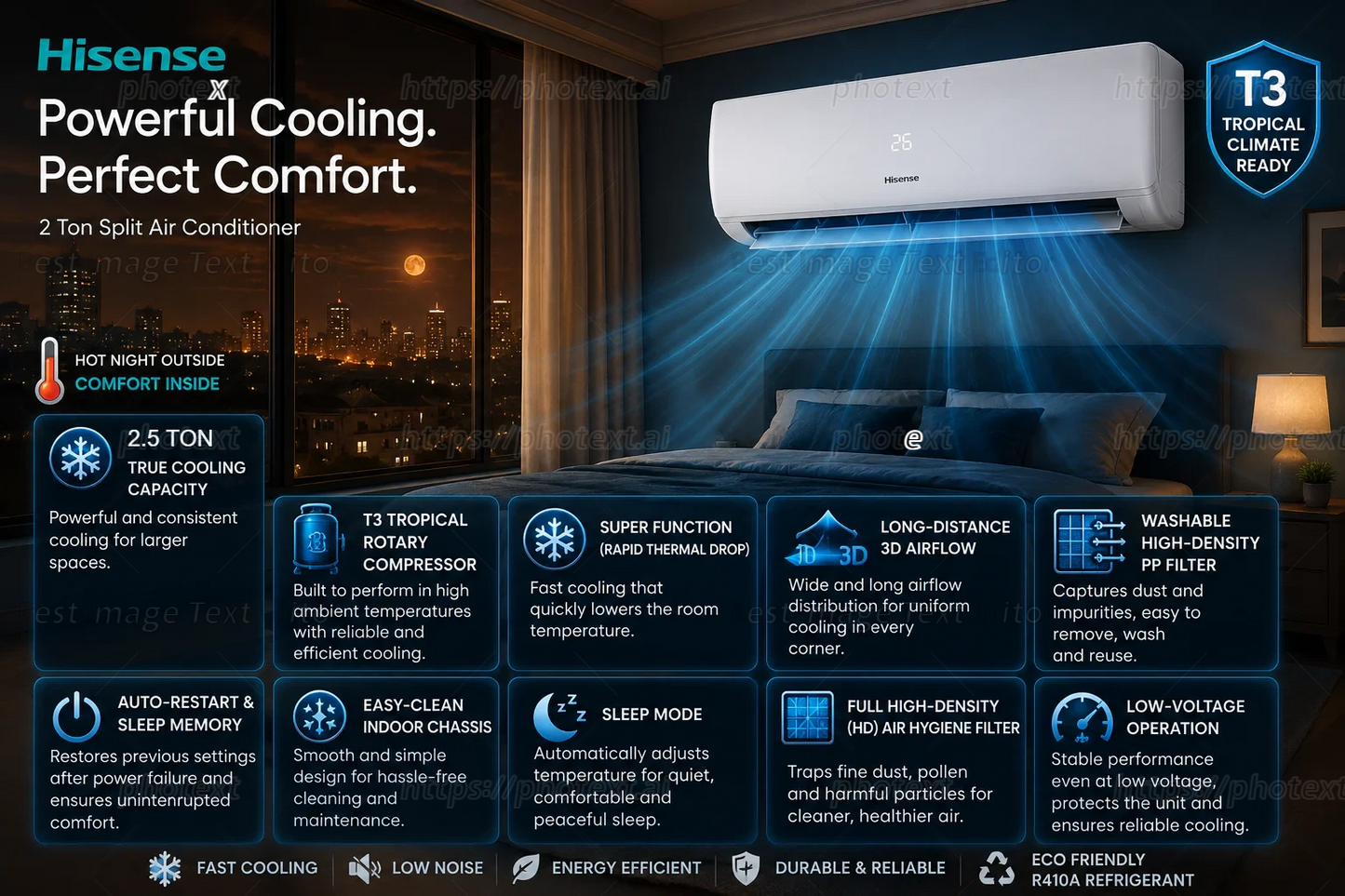 Hisense 2.5 Ton Rotary T3 Split Air Conditioner,  AS-30CF4SKHKA00