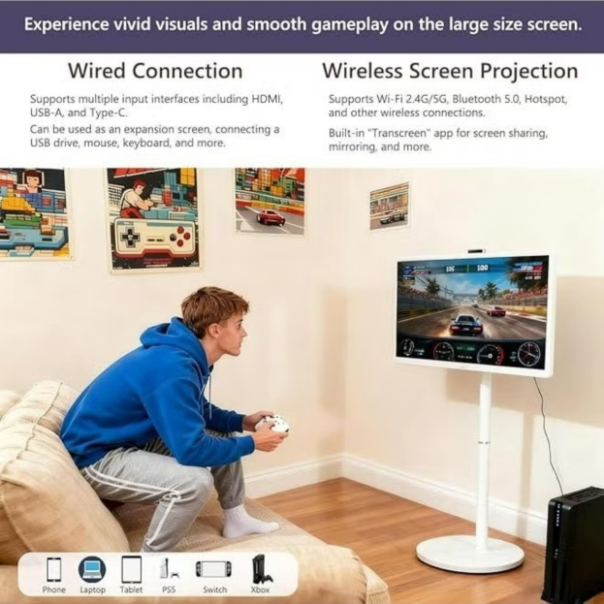 OTTAL 32 inch Smart Touch Screen Display, 4K with Camera & Wheels