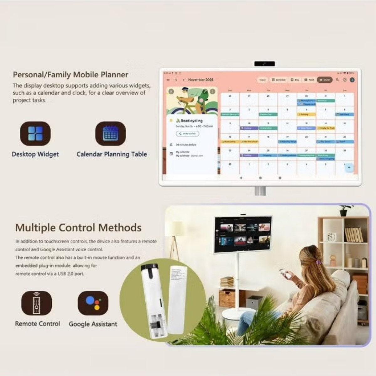 OTTAL 32 inch Smart Touch Screen Display, 4K with Camera & Wheels