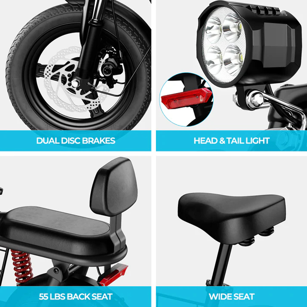 Wind Horse C3 Electric Scooter 850W 50KM Dual Seat, 48V