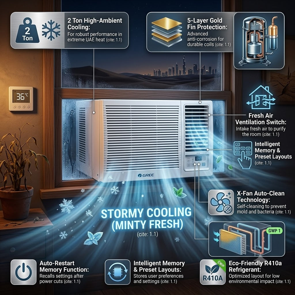 Gree 2 Ton Rotary Window Air Conditioner - QUIES-P24C3