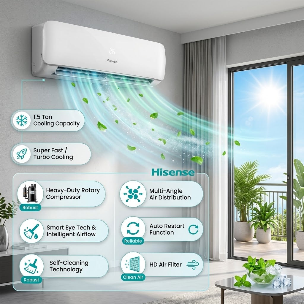 Hisense 1.5 Ton Rotary Split Air Conditioner, AS-18CR4SMSCA02