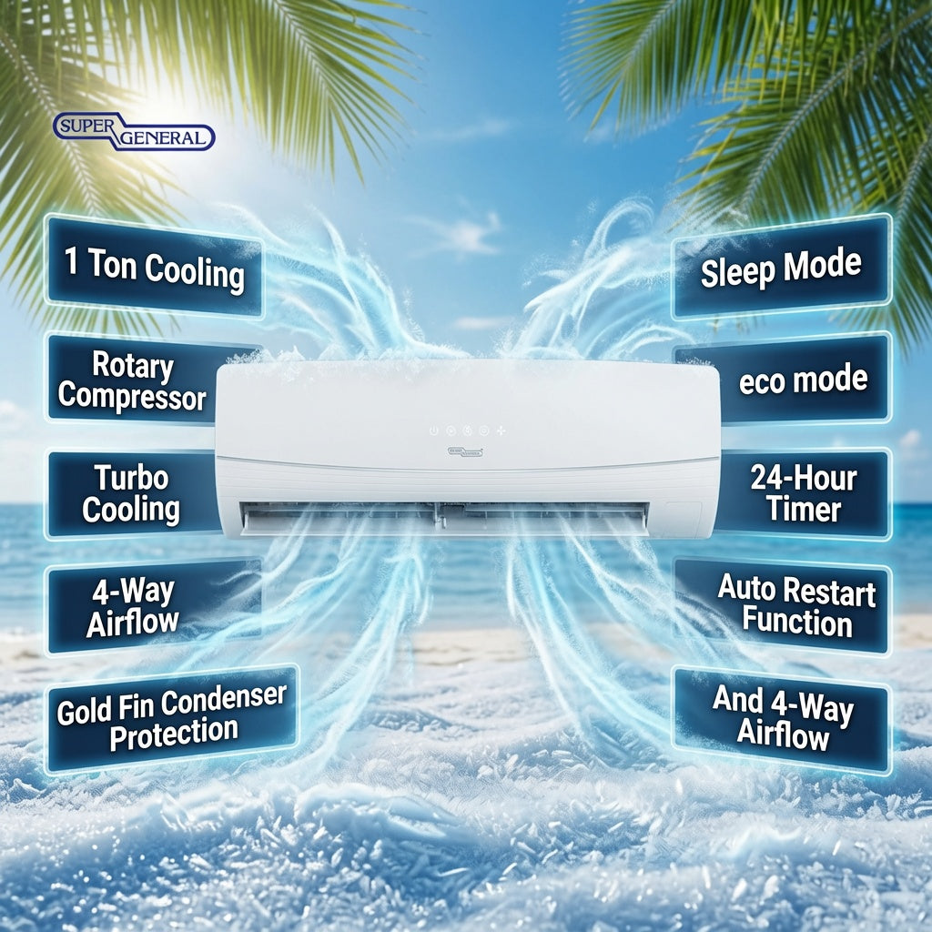 Super General 1 Ton Rotary Split Air Conditioner, SGS121AE