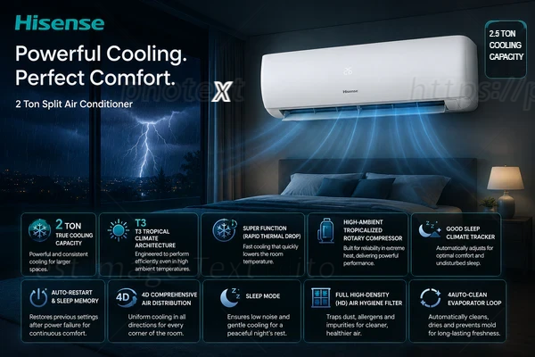 Hisense 2.5 Ton Rotary Split Air Conditioner, AS-30CT4SDKVQ