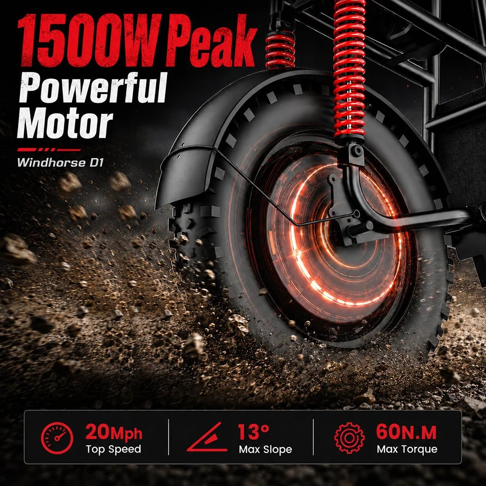 Wind Horse Electric Bike 750W 50KM Range 32KM Speed, D1