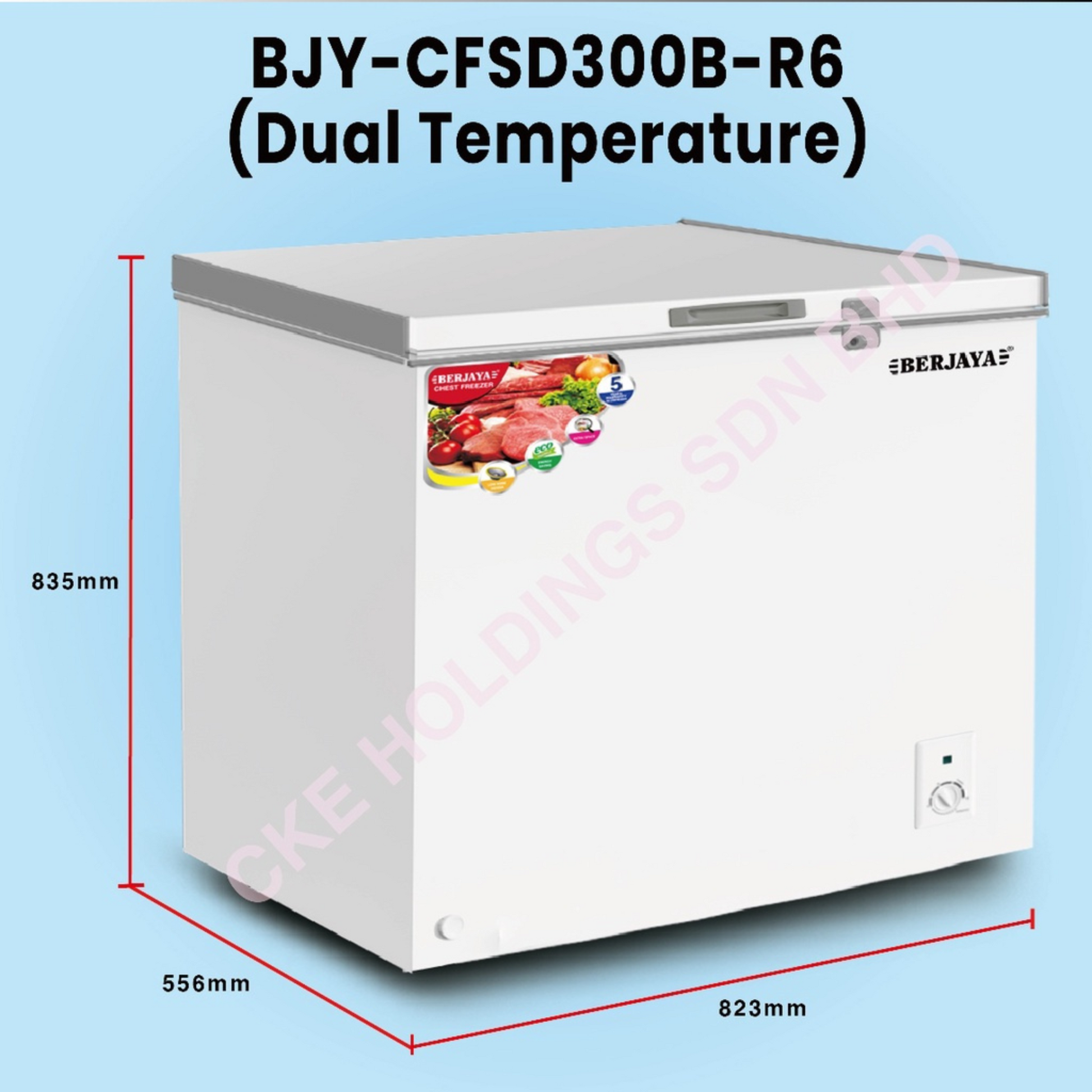 Berjaya 199L Chest Freezer, BJY-CFSD300B-R6